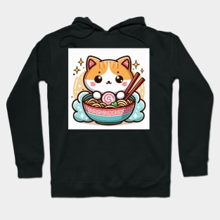 Cute little Neko Cat Eating Ramen Noodle Hoodie